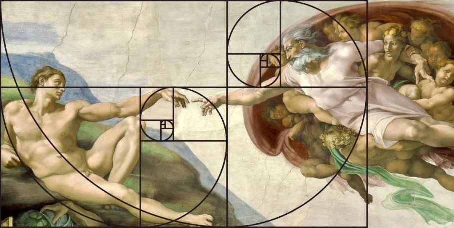 نسبت طلایی: نقاشی آفرینش آدم اثر میکل آنژ